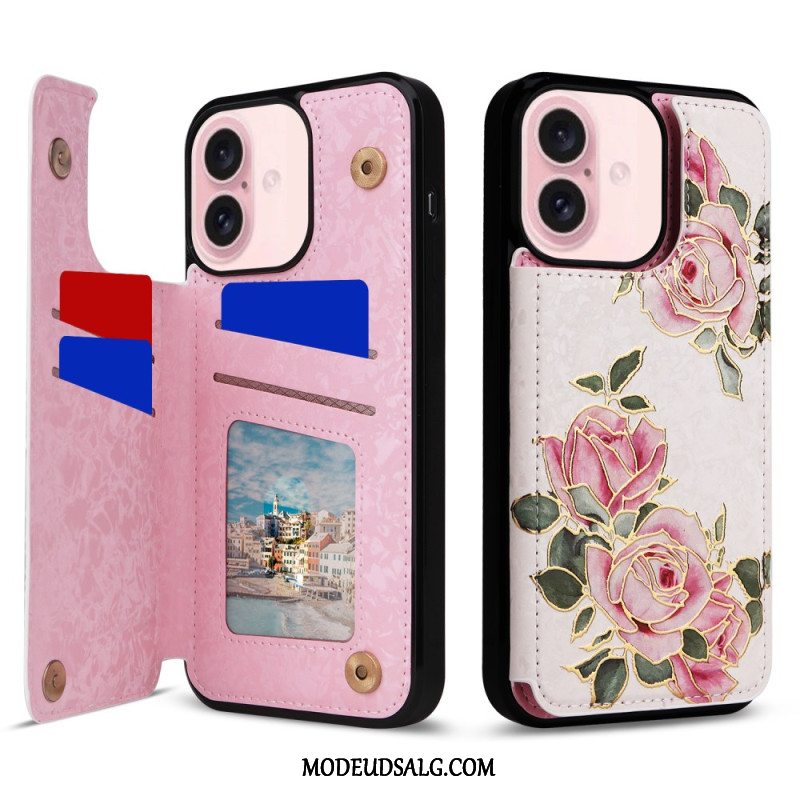 Cover iPhone 16 Blomster Rfid-kortholder