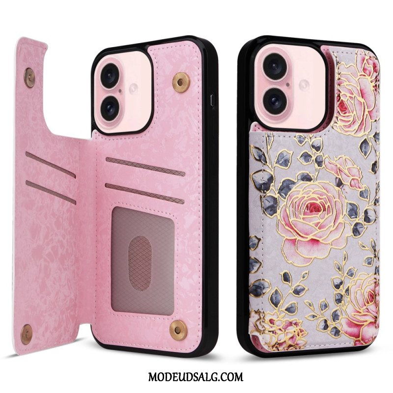 Cover iPhone 16 Blomster Rfid-kortholder