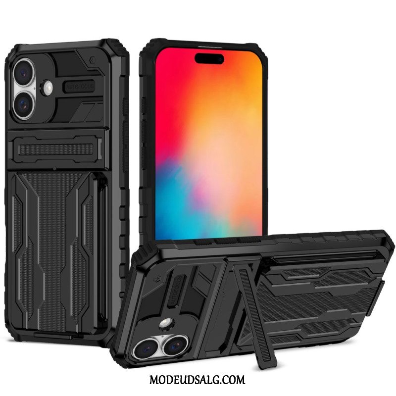 Cover iPhone 16 Plus Telefon Etui Integreret Kortholder Og Support