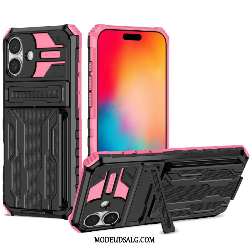 Cover iPhone 16 Plus Telefon Etui Integreret Kortholder Og Support