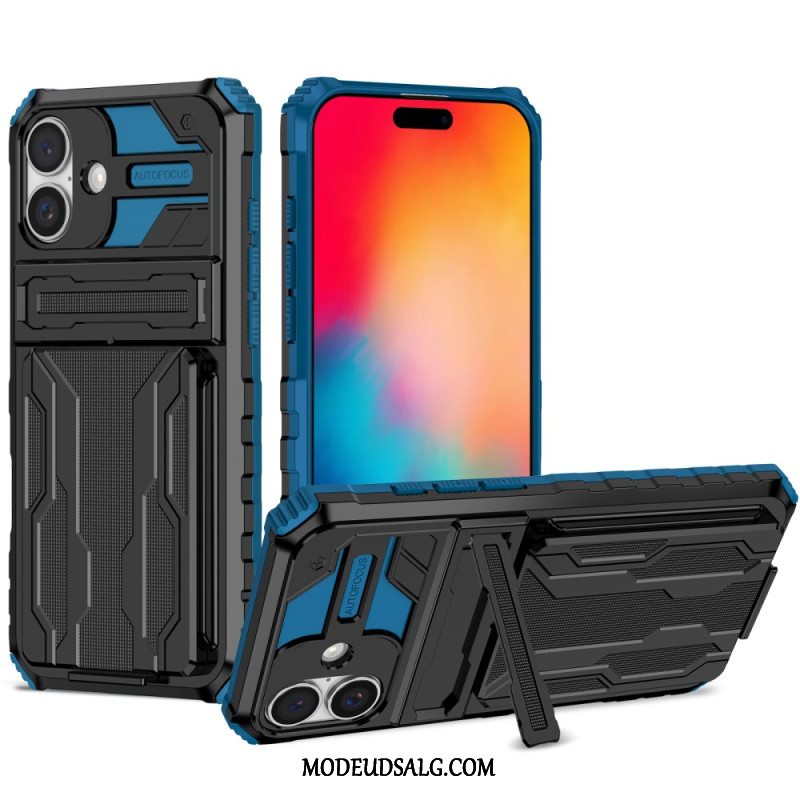 Cover iPhone 16 Plus Telefon Etui Integreret Kortholder Og Support