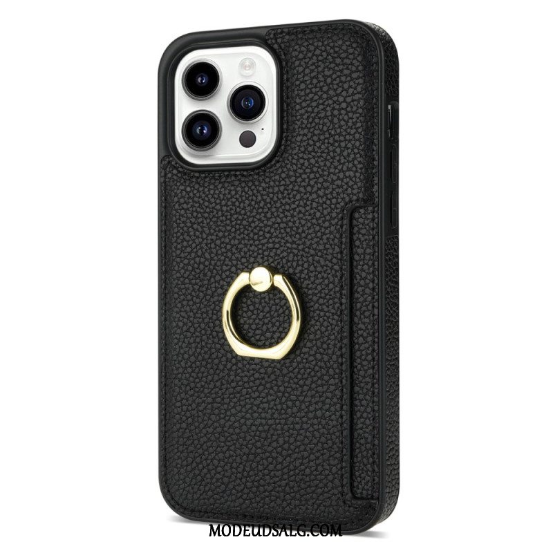 Cover iPhone 16 Pro Telefon Etui Kortholder Og Stativ I Lædereffekt