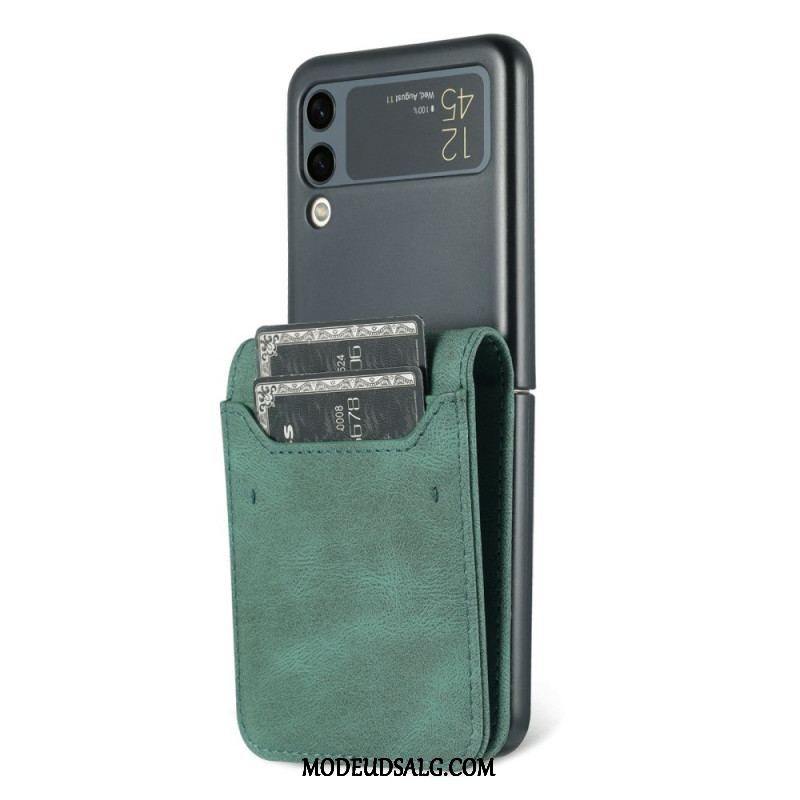 Etui Samsung Galaxy Z Flip 3 5G Flip Cover Lædereffekt Kortholder Og Rem Azns