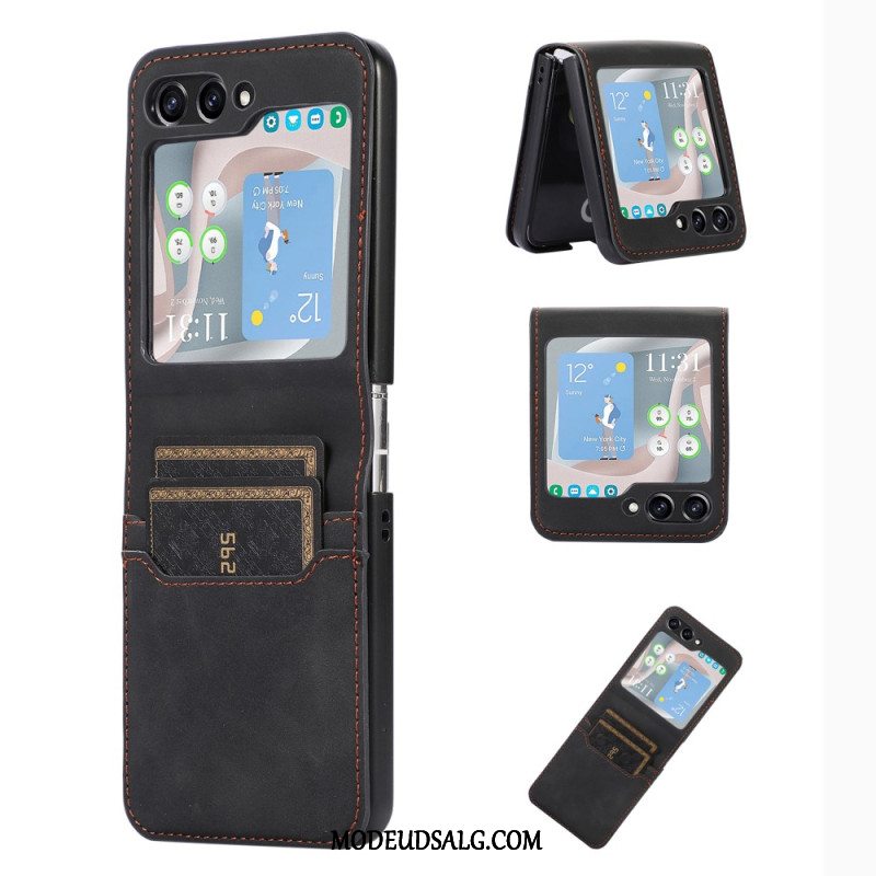 Etui Samsung Galaxy Z Flip 5 Retro Kortholder I Lædereffekt