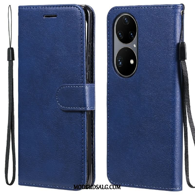 Flip Cover Huawei P50 Pro Med Snor Strappy Lædereffekt