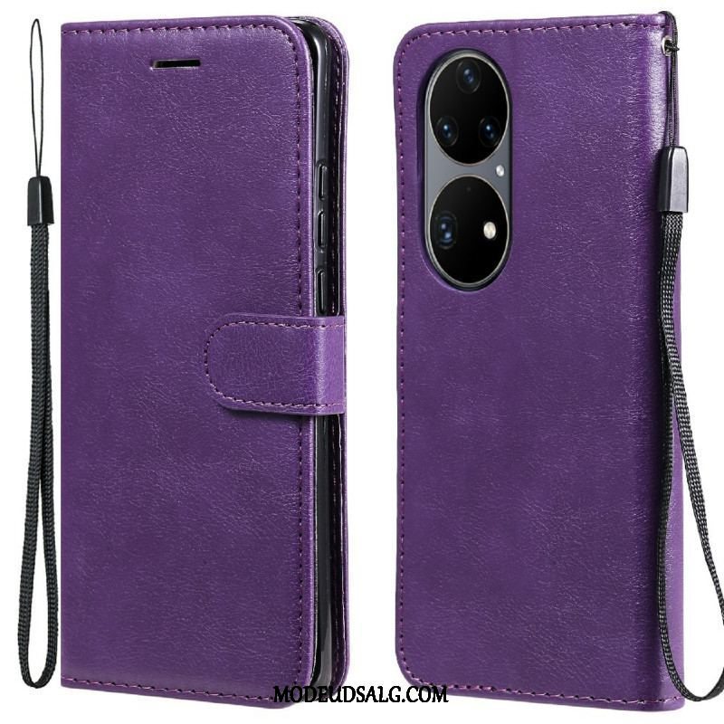 Flip Cover Huawei P50 Pro Med Snor Strappy Lædereffekt