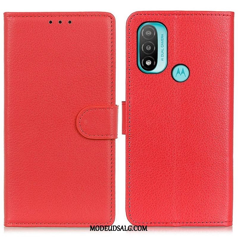 Flip Cover Moto E40 / E30 / E20 Traditionelt Litchi