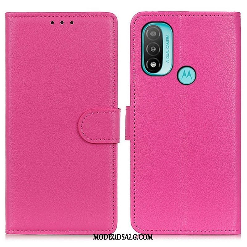 Flip Cover Moto E40 / E30 / E20 Traditionelt Litchi