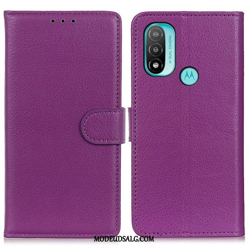 Flip Cover Moto E40 / E30 / E20 Traditionelt Litchi