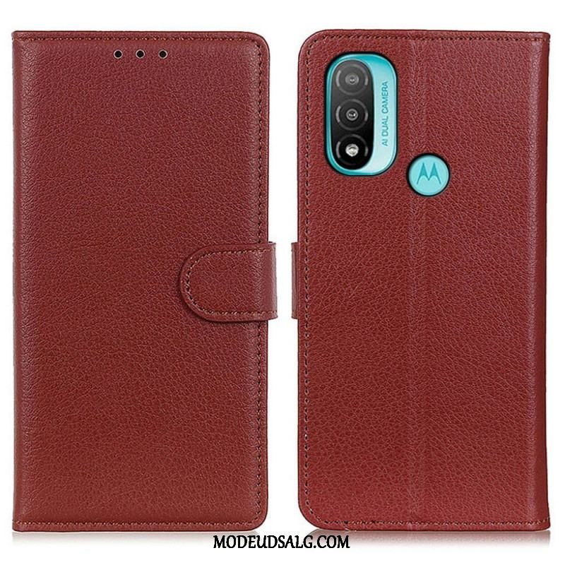 Flip Cover Moto E40 / E30 / E20 Traditionelt Litchi