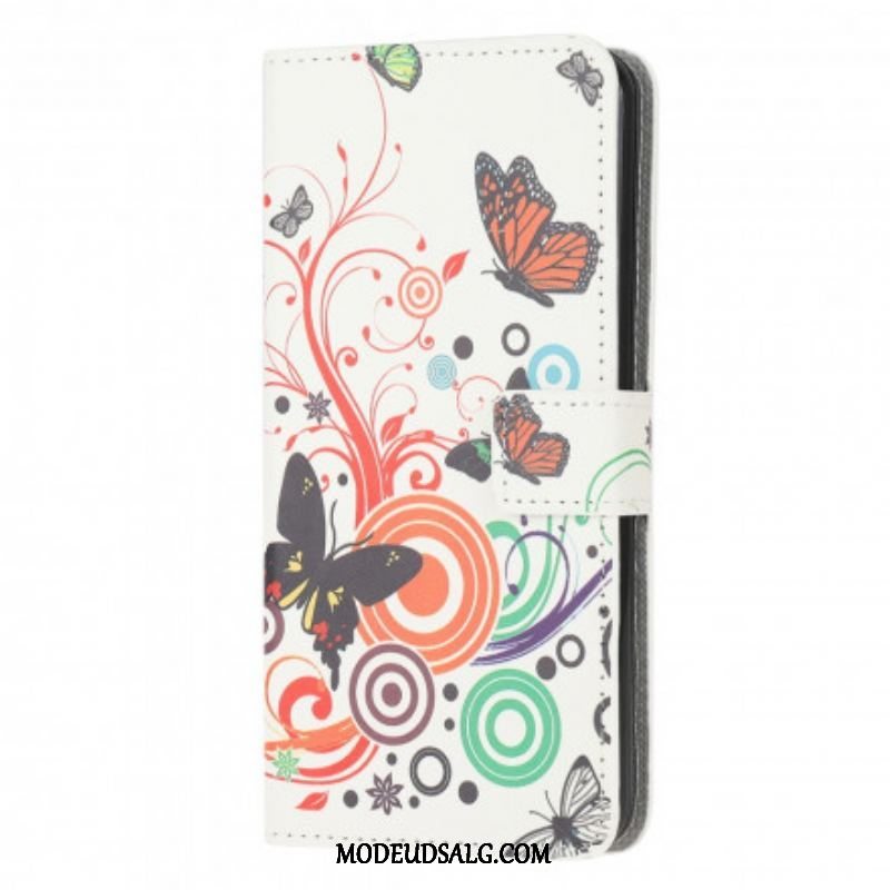 Flip Cover Moto G50 Sommerfugle Og Blomster