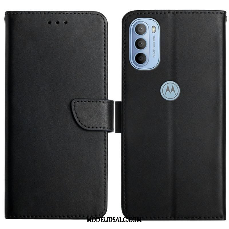 Flip Cover Moto G51 5G Ægte Nappa Læder