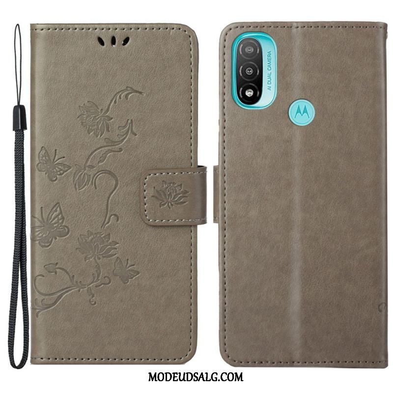 Flip Cover Moto G71 5G Asiatiske Sommerfugle Og Blomster