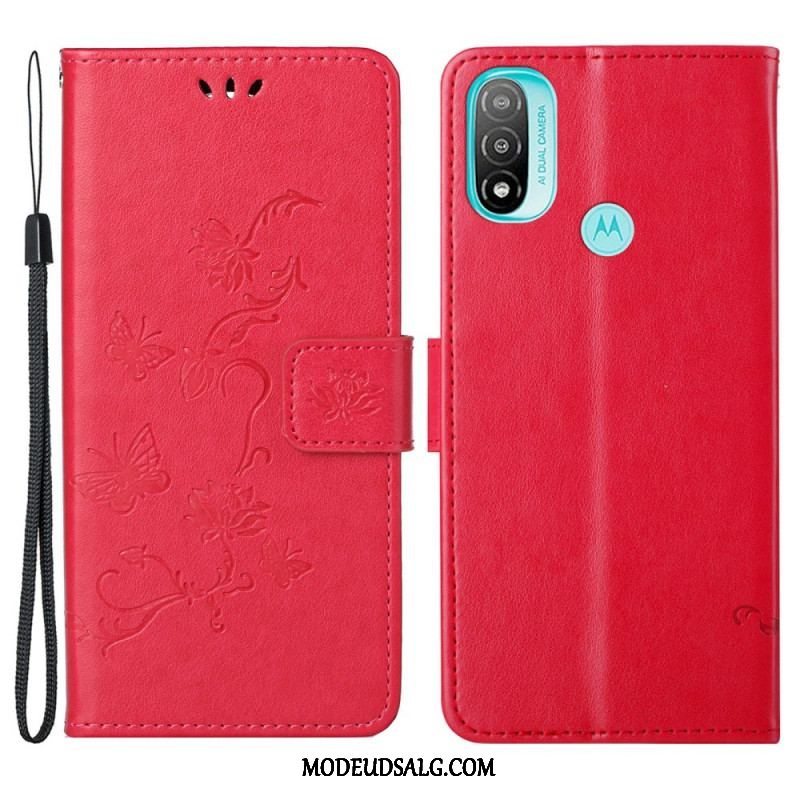 Flip Cover Moto G71 5G Asiatiske Sommerfugle Og Blomster