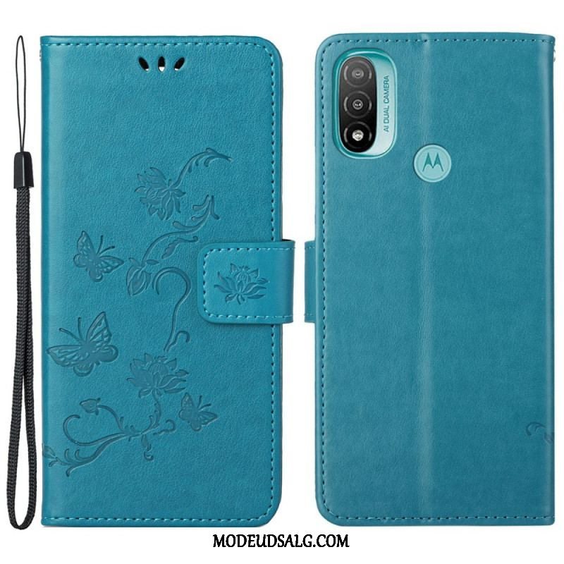 Flip Cover Moto G71 5G Asiatiske Sommerfugle Og Blomster