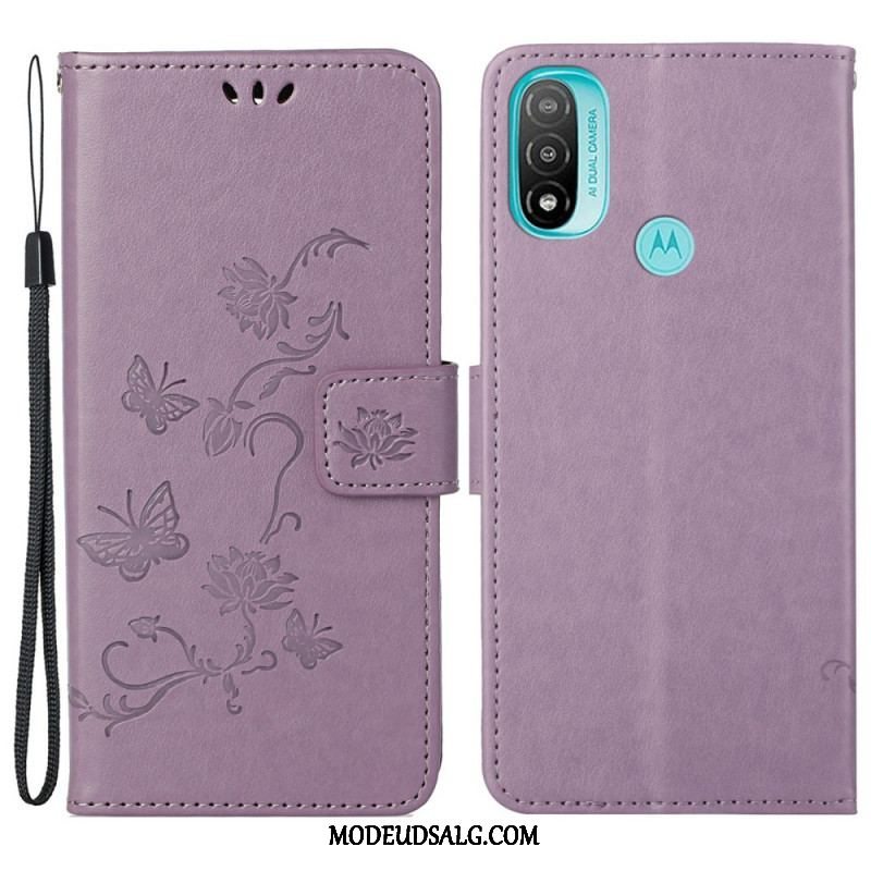 Flip Cover Moto G71 5G Asiatiske Sommerfugle Og Blomster