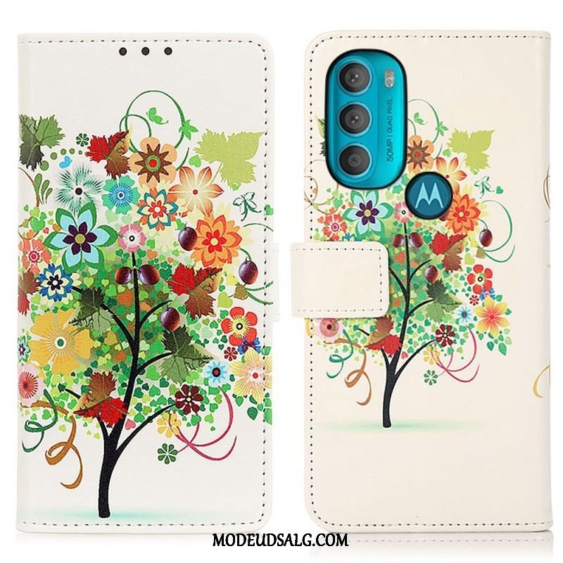 Flip Cover Moto G71 5G Blomstrende Træ