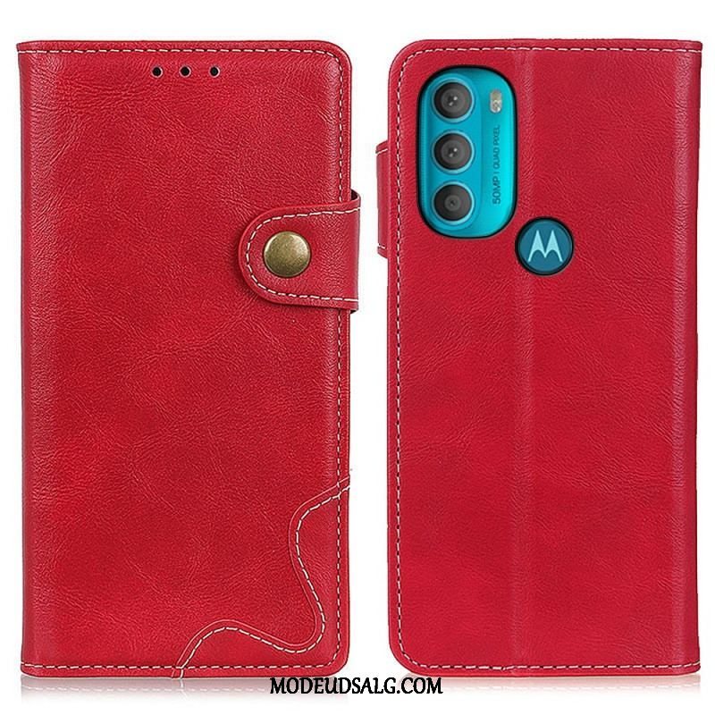 Flip Cover Moto G71 5G Kunstnerisk Syningsknap