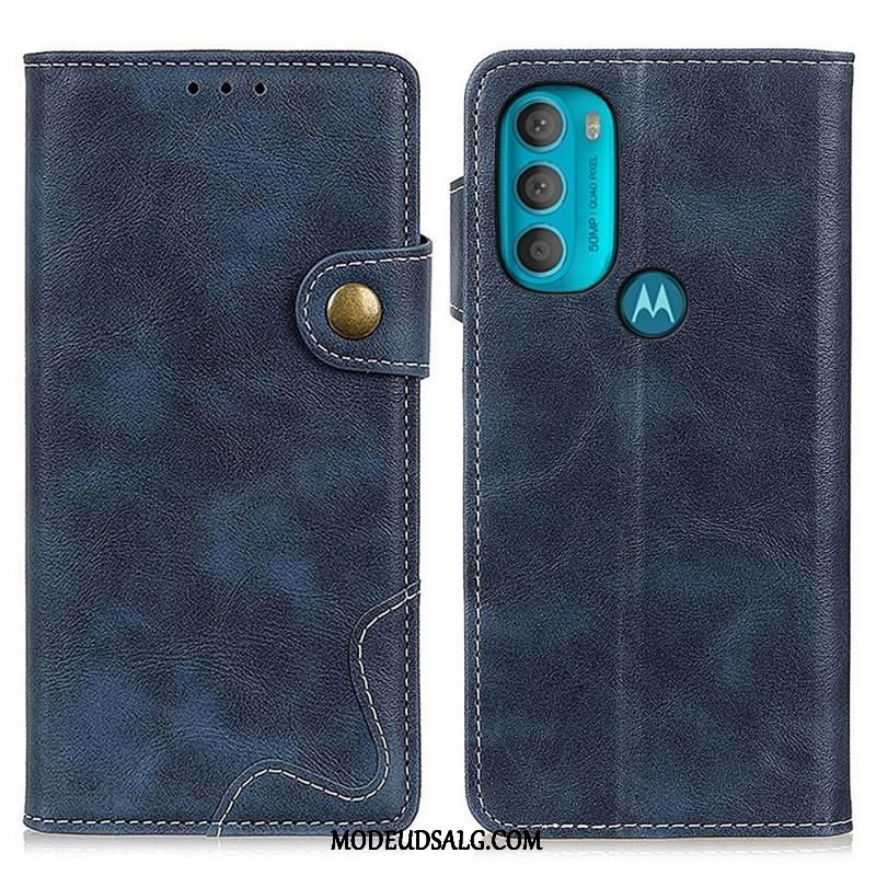 Flip Cover Moto G71 5G Kunstnerisk Syningsknap