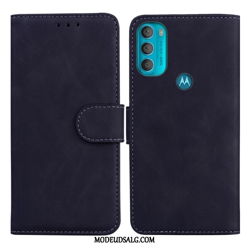 Flip Cover Moto G71 5G Monokrom Lædereffekt