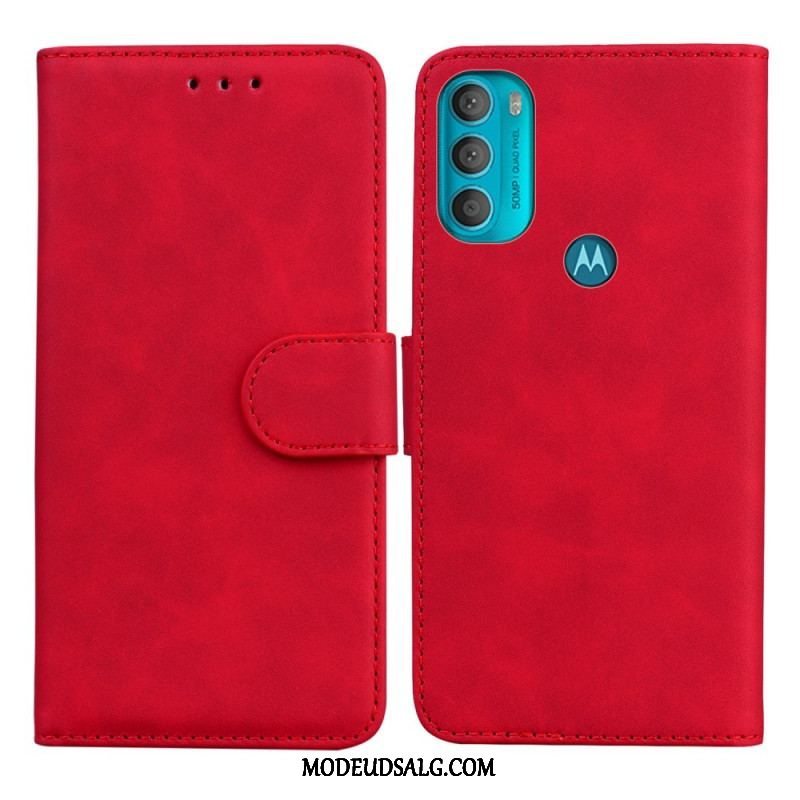 Flip Cover Moto G71 5G Monokrom Lædereffekt