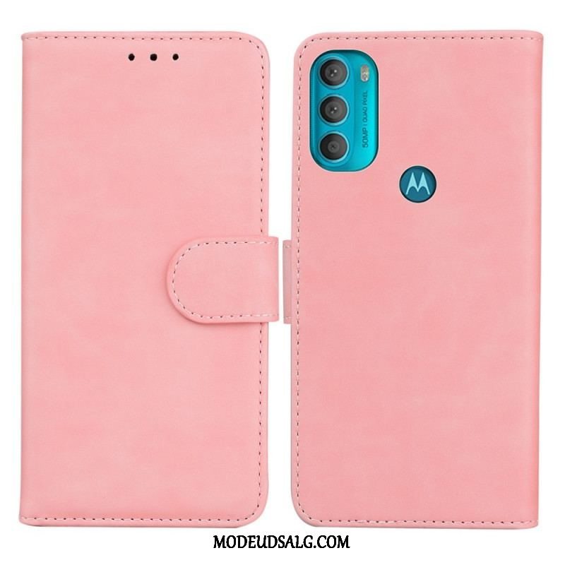 Flip Cover Moto G71 5G Monokrom Lædereffekt