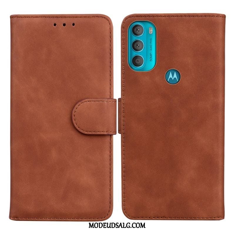 Flip Cover Moto G71 5G Monokrom Lædereffekt