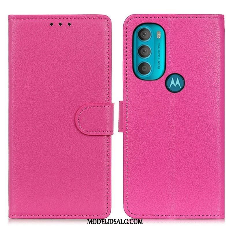 Flip Cover Moto G71 5G Traditionelt Litchi