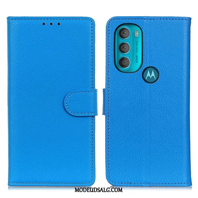 Flip Cover Moto G71 5G Traditionelt Litchi