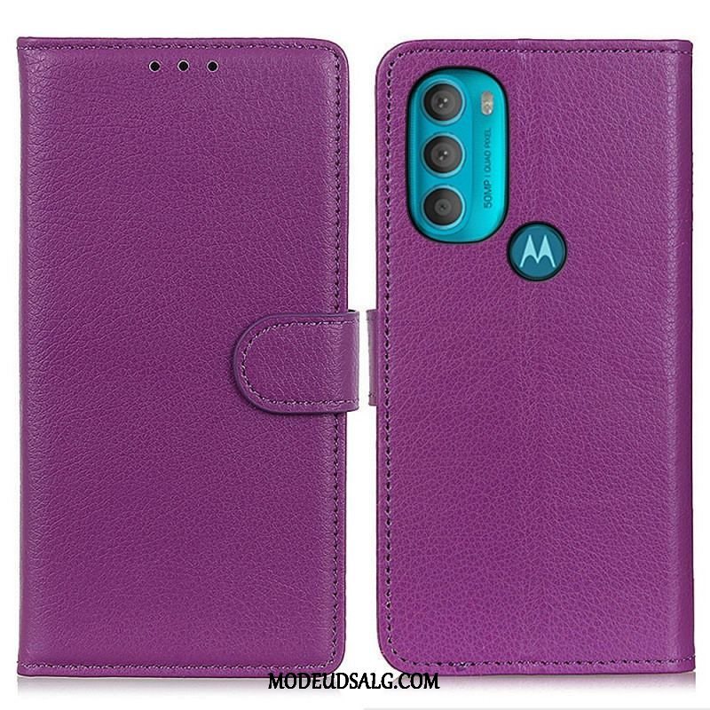 Flip Cover Moto G71 5G Traditionelt Litchi