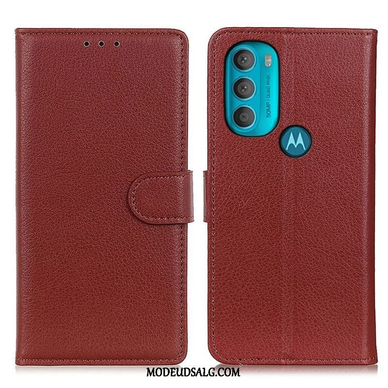 Flip Cover Moto G71 5G Traditionelt Litchi