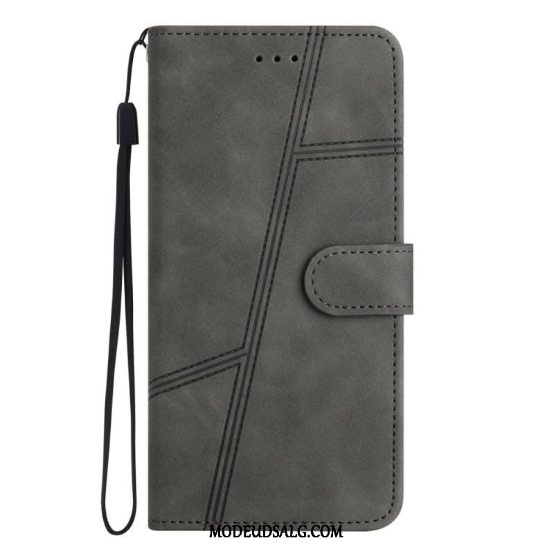 Flip Cover Moto G73 5G Med Snor Lanyard Linjer