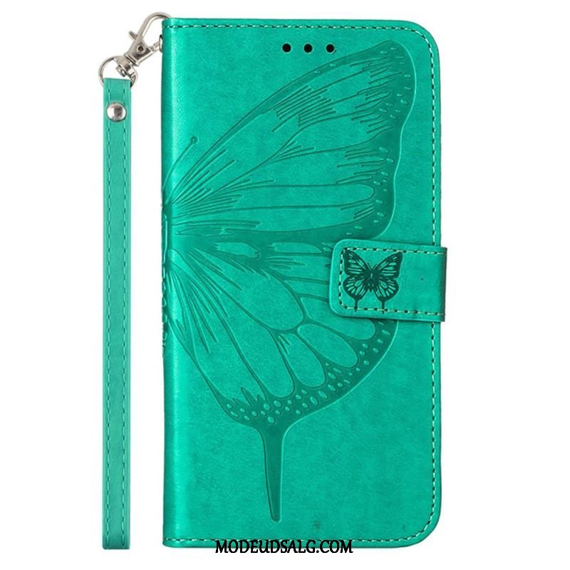 Flip Cover Moto G73 5G Med Snor Strappy Blomstersommerfugl