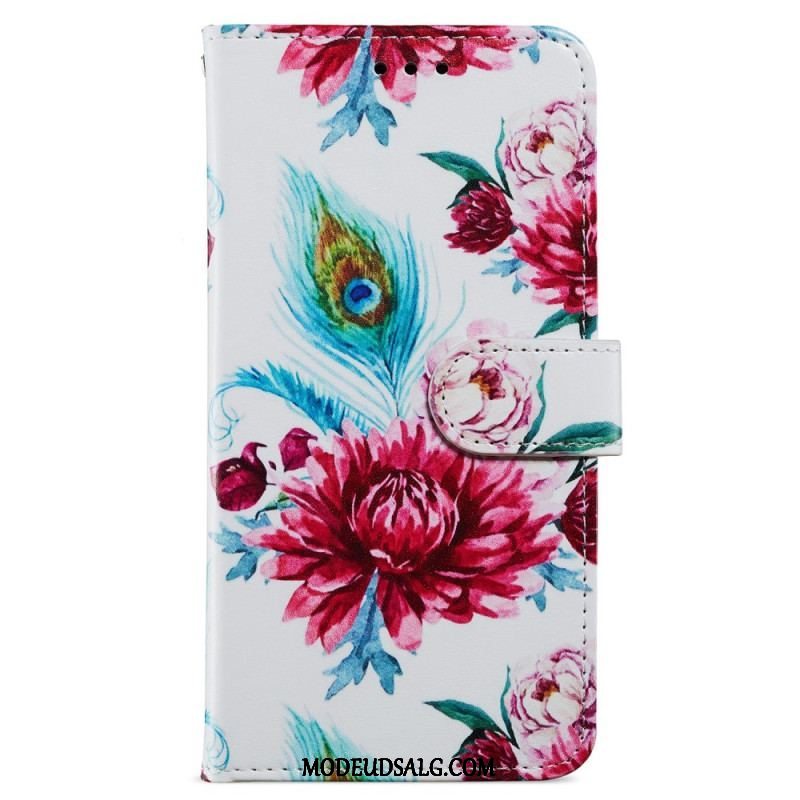 Flip Cover Moto G73 5G Med Snor Strappy Floral