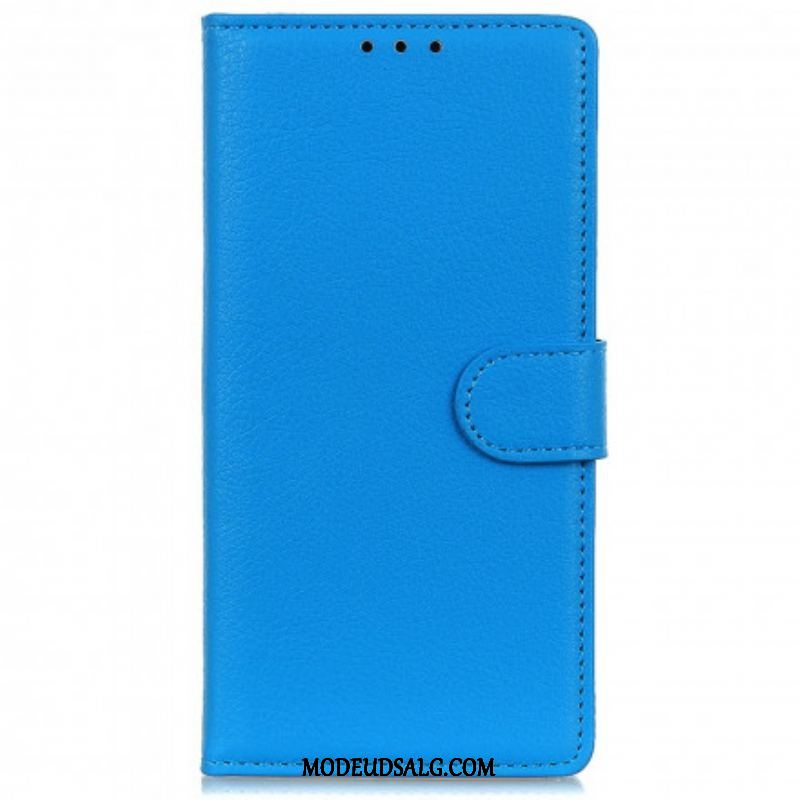 Flip Cover Motorola Edge 20 Pro Traditionelt Litchi Imiteret Læder