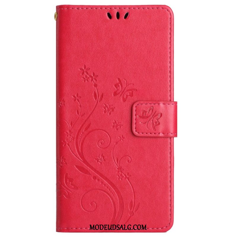 Flip Cover Motorola Edge 50 Fusion Blomster Og Sommerfugle