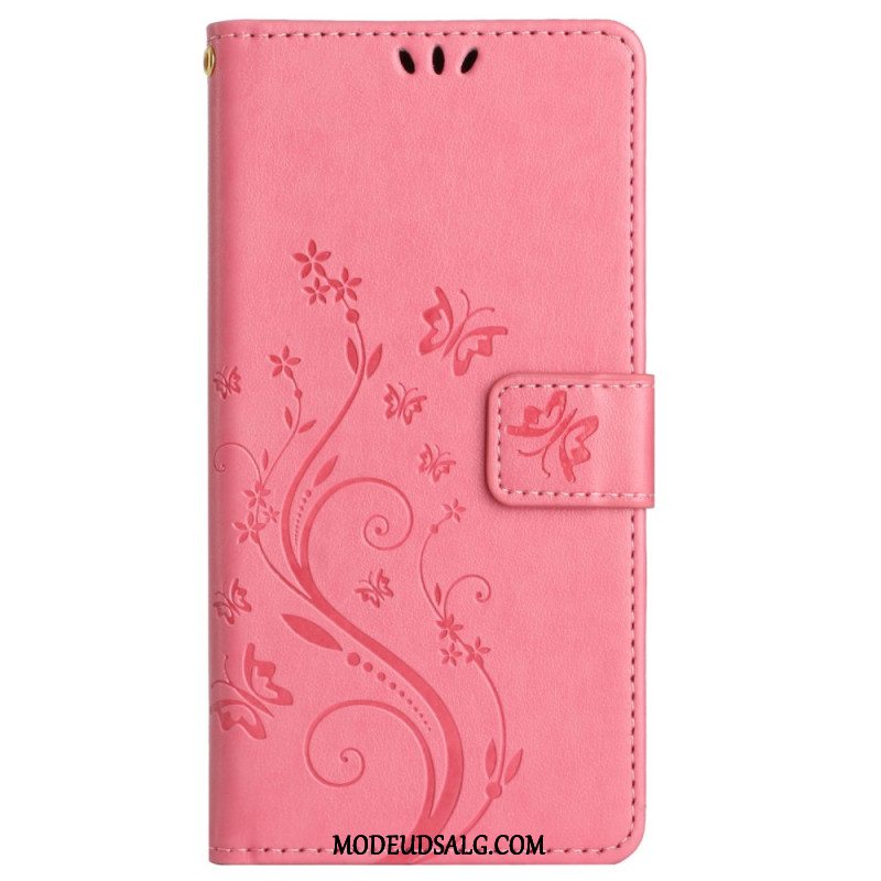 Flip Cover Motorola Edge 50 Fusion Blomster Og Sommerfugle