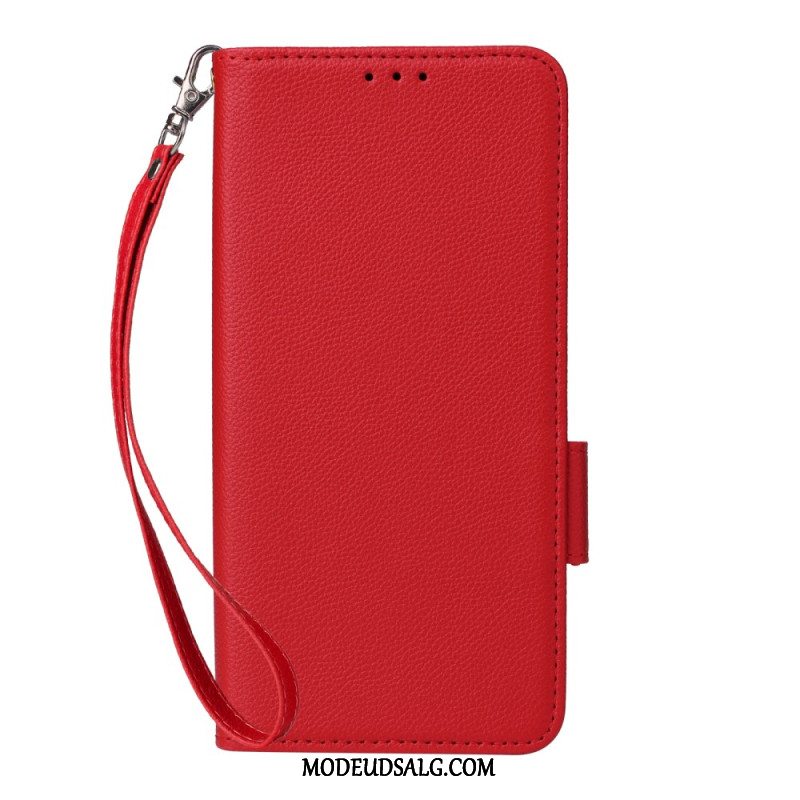 Flip Cover Motorola Edge 50 Fusion Litchi-tekstur Med Rem