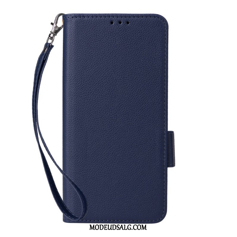 Flip Cover Motorola Edge 50 Fusion Litchi-tekstur Med Rem