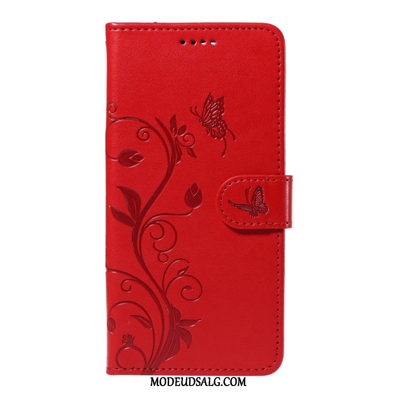 Flip Cover Motorola Edge 50 Neo Sommerfugle Og Blomster