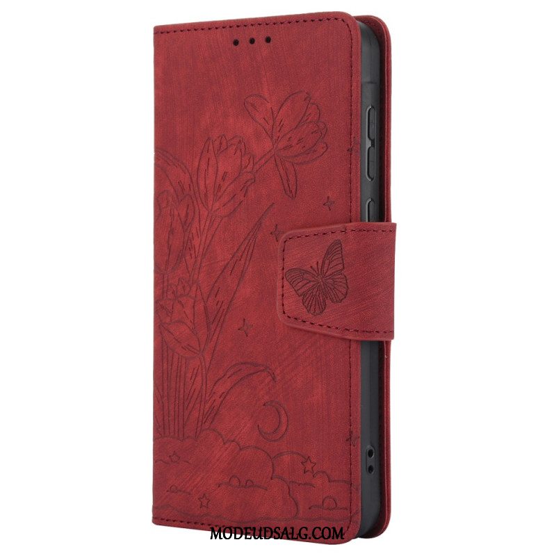 Flip Cover Motorola Edge 50 Pro Blomstertryksrem