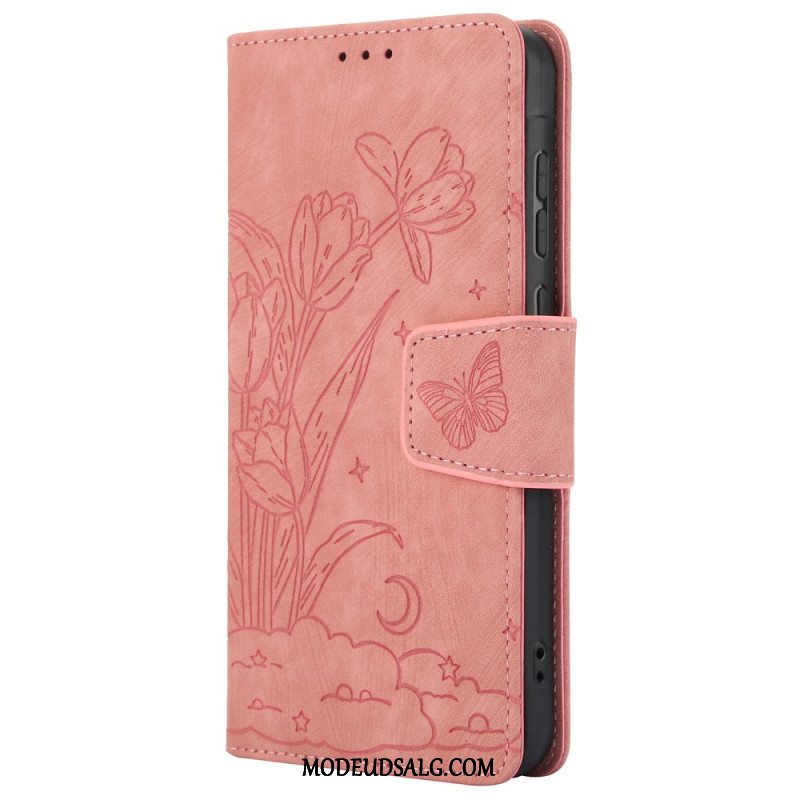 Flip Cover Motorola Edge 50 Pro Blomstertryksrem