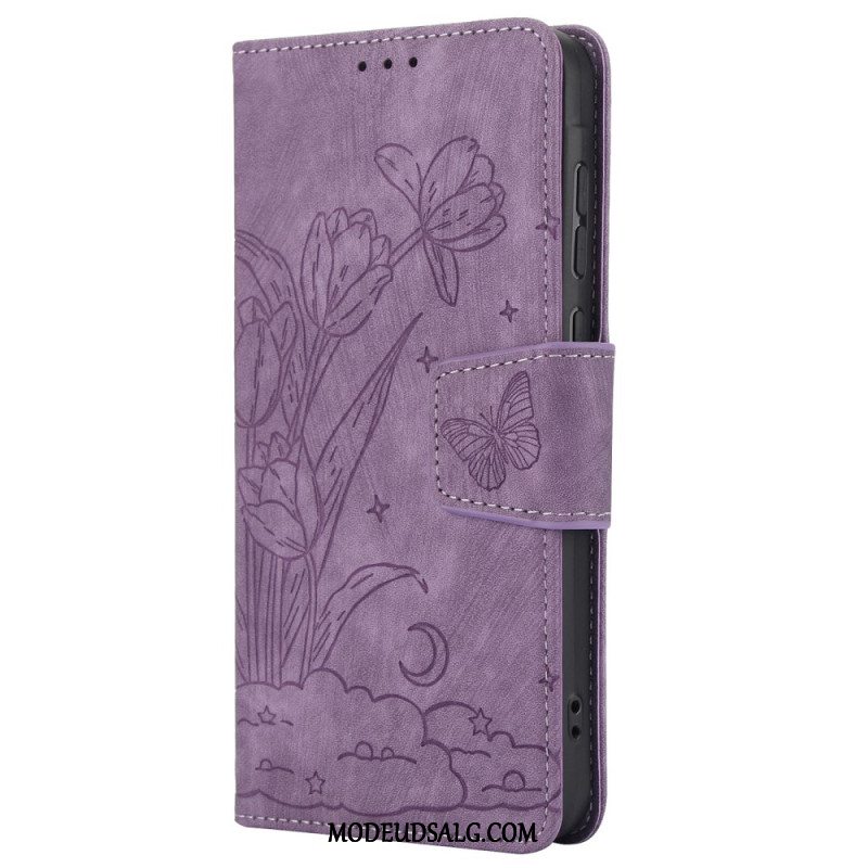 Flip Cover Motorola Edge 50 Pro Blomstertryksrem