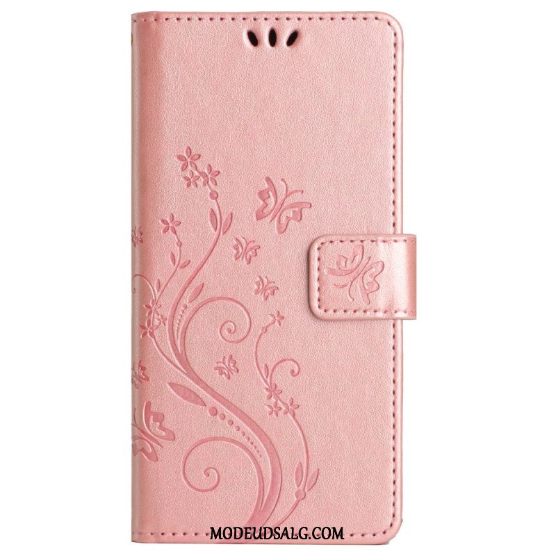 Flip Cover Motorola Edge 50 Ultra Sommerfugle Og Blomster