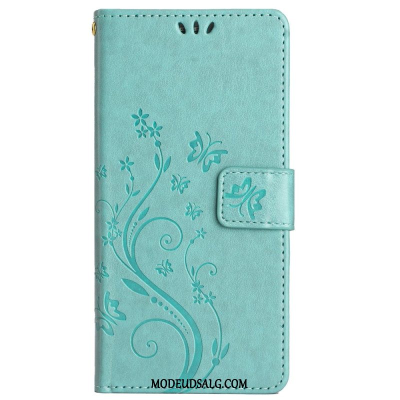 Flip Cover Motorola Edge 50 Ultra Sommerfugle Og Blomster