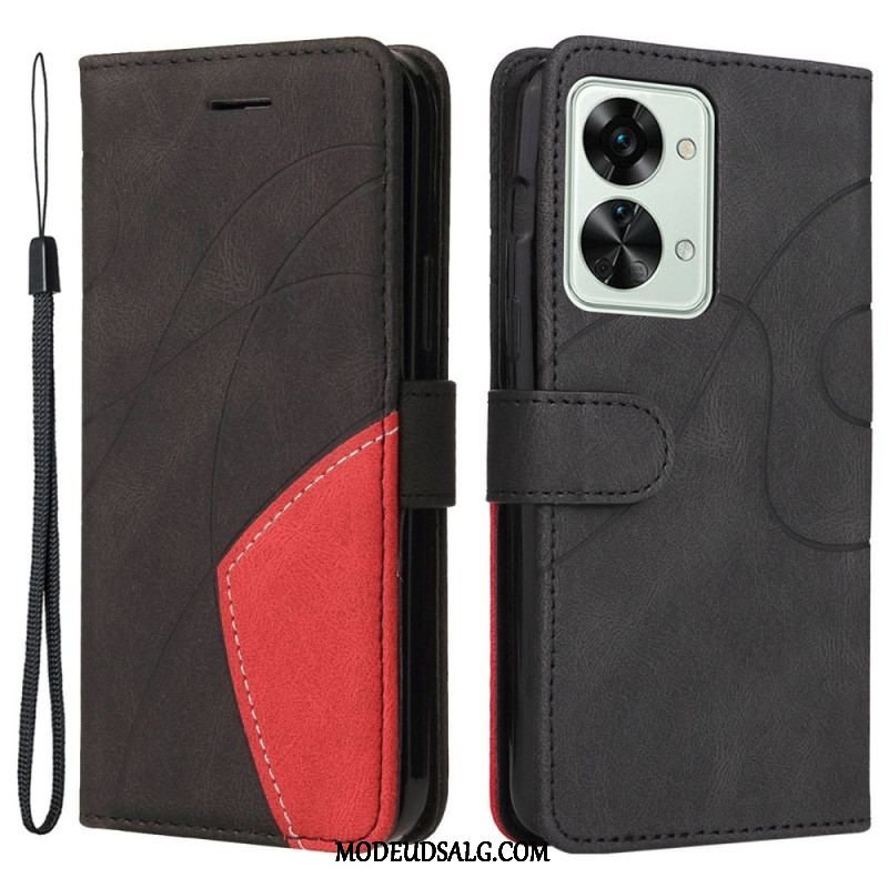 Flip Cover OnePlus Nord 2T 5G Bicolor Kt Læderserie Med Stropkortholder