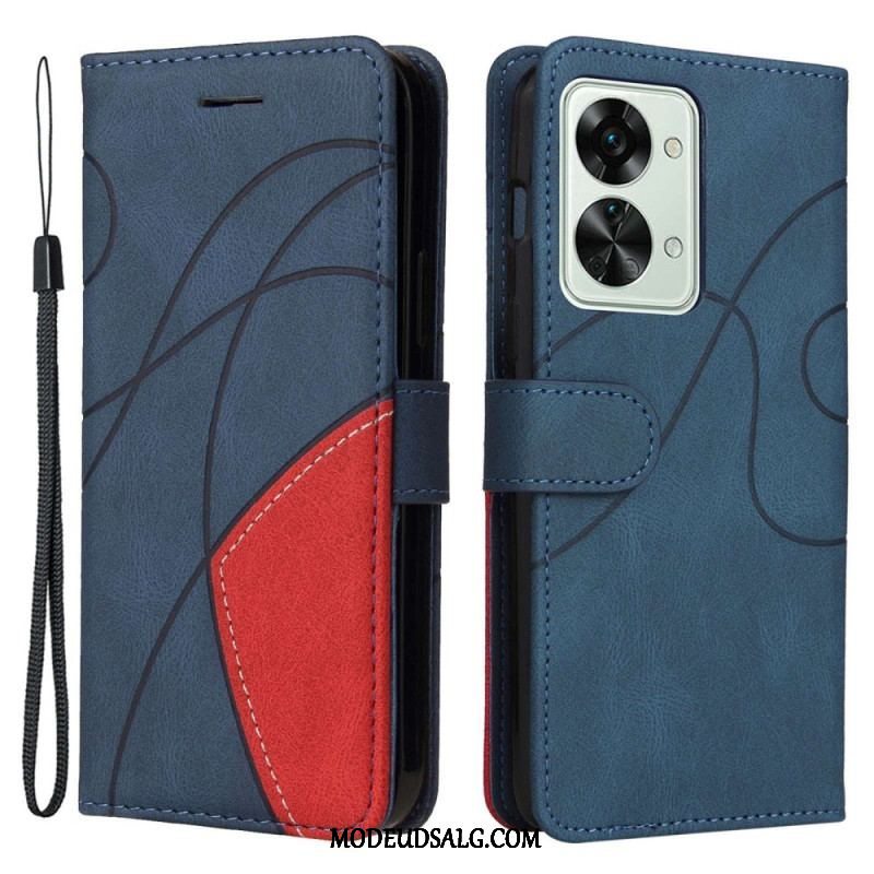 Flip Cover OnePlus Nord 2T 5G Bicolor Kt Læderserie Med Stropkortholder