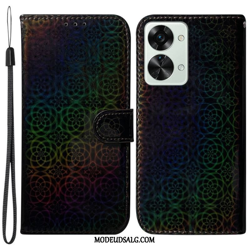 Flip Cover OnePlus Nord 2T 5G Med Snor Strappy Geometriske Blomster