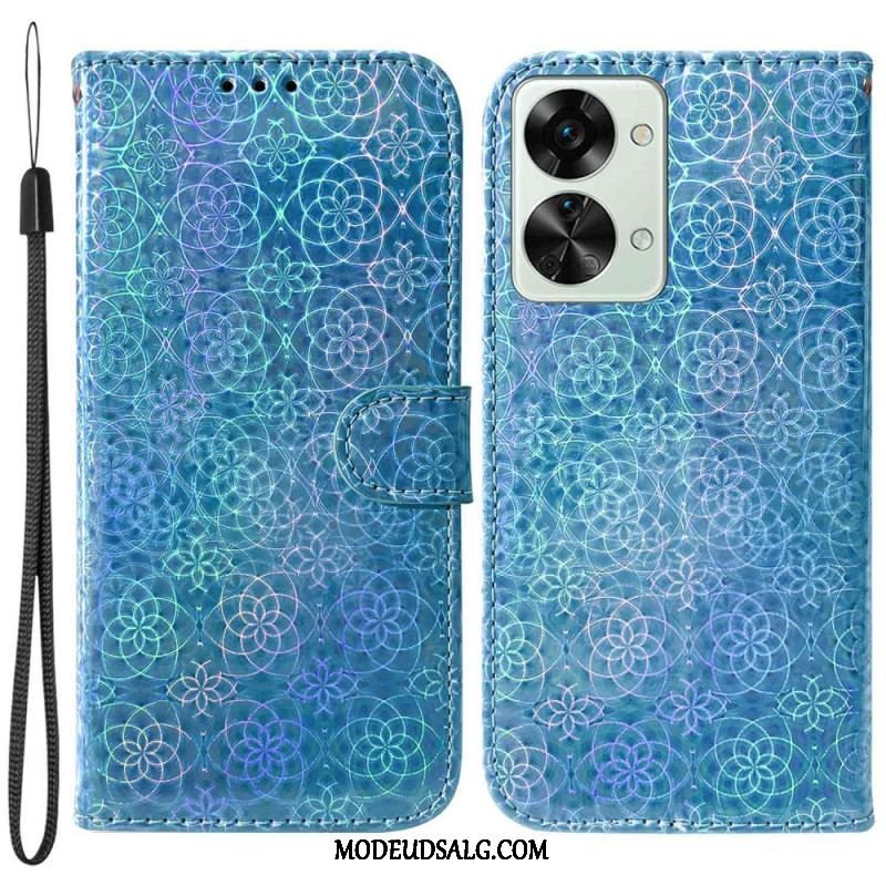 Flip Cover OnePlus Nord 2T 5G Med Snor Strappy Geometriske Blomster