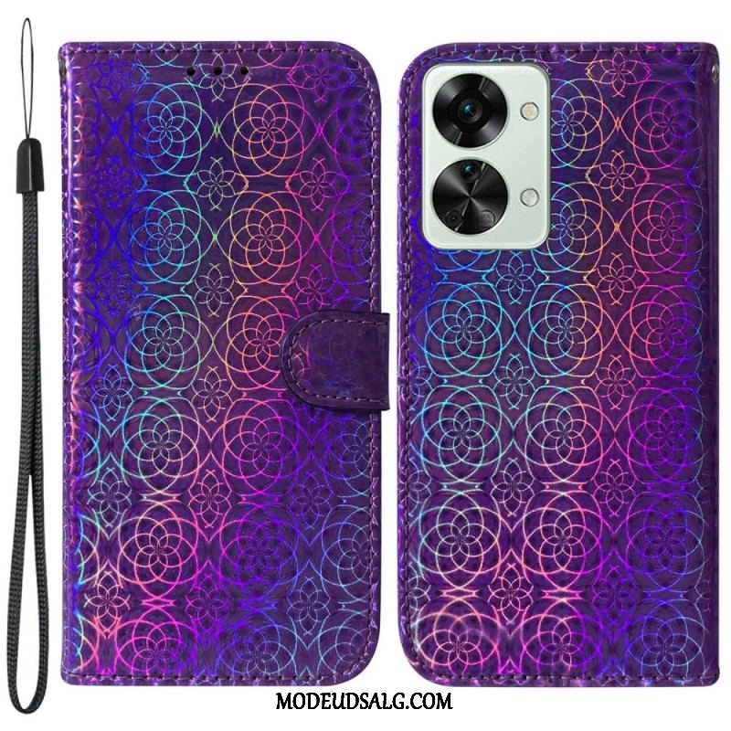 Flip Cover OnePlus Nord 2T 5G Med Snor Strappy Geometriske Blomster